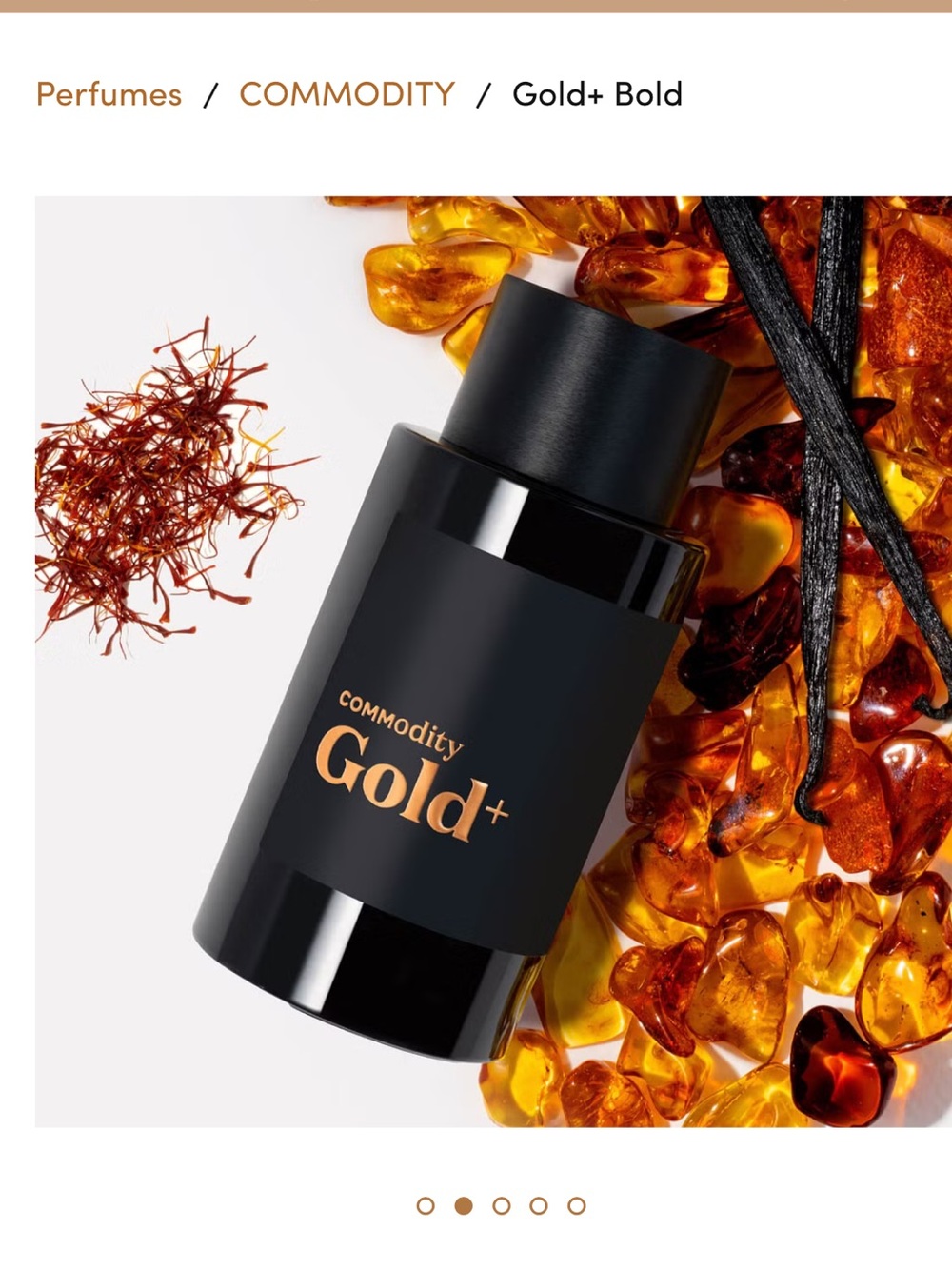 Commodity Gold + bold unisex Eau de Parfum Amber + Vanilla vile of 6 ml